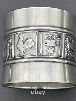 Large Gorham Sterling Silver childs Napkin Ring Nursery Rhymes No Monogram 1896