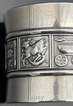 Large Gorham Sterling Silver childs Napkin Ring Nursery Rhymes No Monogram 1896