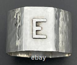 Lebolt Octagonal Sterling Silver Arts & Crafts Napkin Ring Raised E Monogram