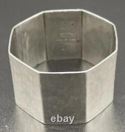 Lebolt Octagonal Sterling Silver Arts & Crafts Napkin Ring Raised E Monogram