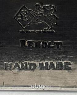 Lebolt Sterling Silver Arts & Crafts Napkin Ring Raised HB Monogram