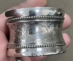 Lot Of 2 Antique Sterling Silver Ornate Napkin Rings Engraved