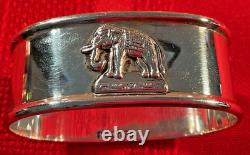 Lot Of 8 Oval Sterling Silver Napkin Rings Elephants Asian or India