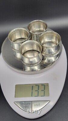 Lot of 4 Vintage WALLACE STERLING SILVER #7413 NAPKIN RINGS, 133 grams