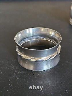 Lot of 5 Sterling Silver Napkin Rings Vintage Victorian Monogramed