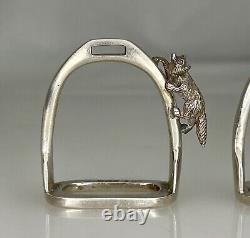 Mappin & Webb 1937 Sterling Silver Stirrup & Fox Equestrian Napkin Rings 85186