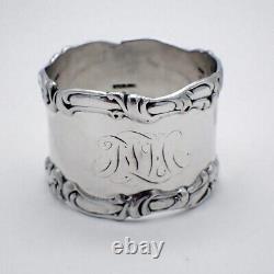 Napkin Ring Applied Borders Sterling Silver Mono FLH