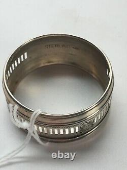 Napkin Ring #F Sterling Silver engraved with fine work detailing