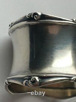 Napkin Ring #H Sterling Silver 1920's with scroll detail