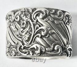 Napkin Ring Sterling Silver Ornate Repousse Floral England Antique 1902