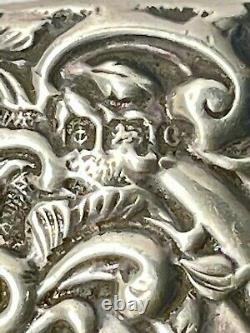 Napkin Ring Sterling Silver Ornate Repousse Floral England Antique 1902