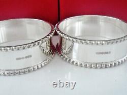 New Pair Sterling Silver Napkin Ring Cased Christening Gift, Scottish Hallmarked
