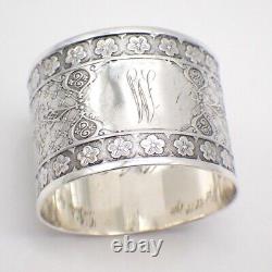 Ornate Persian Pattern Napkin Ring Sterling Silver Mono W