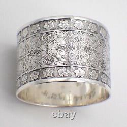 Ornate Persian Pattern Napkin Ring Sterling Silver Mono W