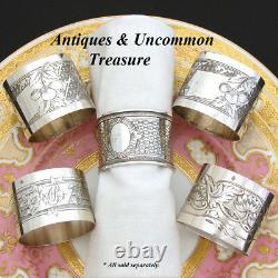 PAIR (2) Antique French. 800 (nearly sterling) Silver Napkin Rings, Guilloche