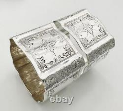 PAIR ANTIQUE SQUARE NAPKIN RINGS STERLING SILVER VICTORIAN London 1883