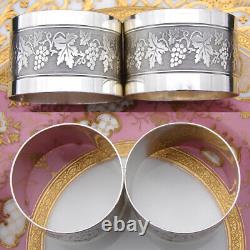 PAIR Elegant Antique French. 800 Silver Napkin Rings, Frieze Stye Foliate Band