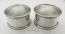 PAIR NAPKIN RINGS STERLING SILVER GEORGE V Sheffield 1918 Pinder Brothers
