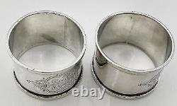 PAIR NAPKIN RINGS STERLING SILVER VICTORIAN Sheffield 1885 Martin, Hall & Co