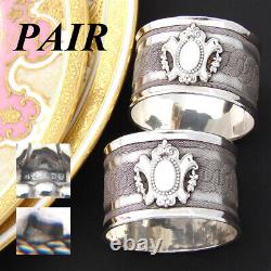 PAIR of Antique French. 800 (nearly sterling) Silver Napkin Rings, Wire Mesh