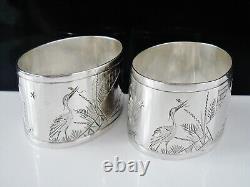 Pair Aesthetic Sterling Silver Napkin Rings, London 1896, Thomas Goodfellow