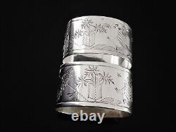 Pair Aesthetic Sterling Silver Napkin Rings, London 1896, Thomas Goodfellow