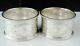 Pair Antique Crested Sterling Silver Napkin Rings, Roberts & Belk 1880