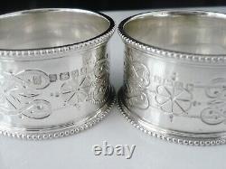 Pair Antique CRESTED Sterling Silver Napkin Rings, Roberts & Belk 1880