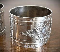 Pair Antique French 950 Sterling Silver Napkin Rings, Henri Lapeyre