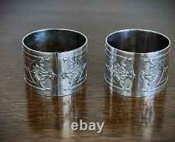 Pair Antique French 950 Sterling Silver Napkin Rings, Henri Lapeyre