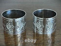 Pair Antique French 950 Sterling Silver Napkin Rings, Henri Lapeyre