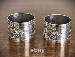 Pair Antique French 950 Sterling Silver Napkin Rings, Henri Lapeyre