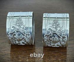 Pair Antique French 950 Sterling Silver Napkin Rings, Henri Lapeyre