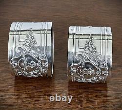 Pair Antique French 950 Sterling Silver Napkin Rings, Henri Lapeyre