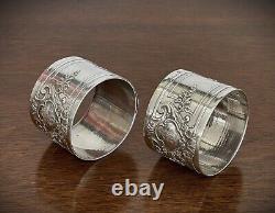 Pair Antique French 950 Sterling Silver Napkin Rings, Henri Lapeyre