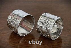 Pair Antique French 950 Sterling Silver Napkin Rings, Henri Lapeyre