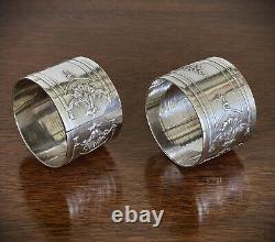 Pair Antique French 950 Sterling Silver Napkin Rings, Henri Lapeyre