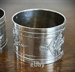 Pair Antique French 950 Sterling Silver Napkin Rings, Henri Lapeyre