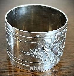 Pair Antique French 950 Sterling Silver Napkin Rings, Henri Lapeyre