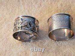 Pair Asian sterling silver NAPKIN RINGS with Bamboo & Dragon engraved to Mom & Dad