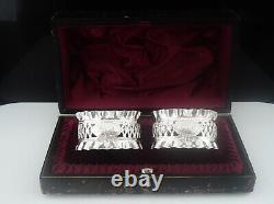 Pair Cased Sterling Silver Napkin Rings, Walker & Hall, Sheffield 1897 Antique