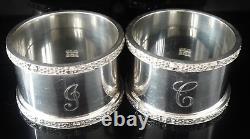 Pair Heavy Sterling Silver Napkin Rings, CELTIC KNOT PATTERN, Birmingham 1967