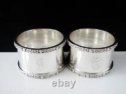 Pair Heavy Sterling Silver Napkin Rings, CELTIC KNOT PATTERN, Birmingham 1967