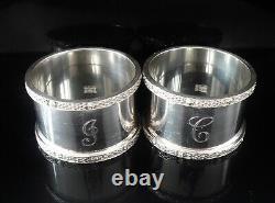 Pair Heavy Sterling Silver Napkin Rings, CELTIC KNOT PATTERN, Birmingham 1967