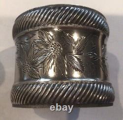 Pair Large Sterling silver Napkin Rings Serviette Holders by Wood & Hughes
