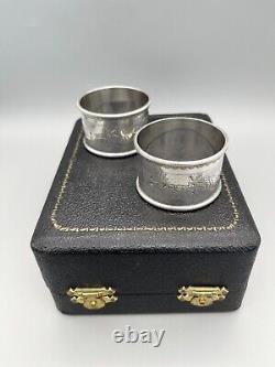 Pair Of Edwardian Sterling Silver Christmas Napkin Rings, Sheffield, 1909