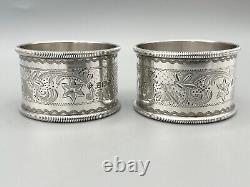 Pair Of Edwardian Sterling Silver Christmas Napkin Rings, Sheffield, 1909