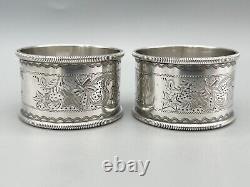 Pair Of Edwardian Sterling Silver Christmas Napkin Rings, Sheffield, 1909