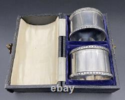 Pair Of English Sterling Silver Napkin Rings Original Box Adie Brothers 1928