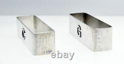 Pair Of Lebolt & Co Arts & Crafts Sterling Silver Napkin Rings Monogram C G